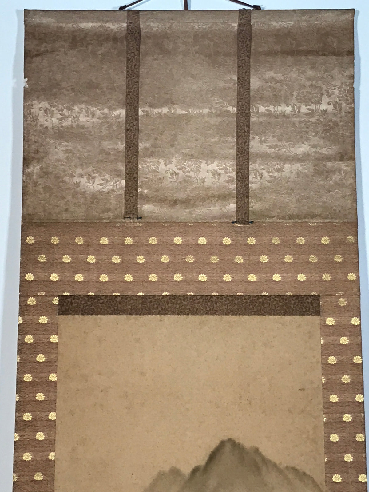 Japanese Hanging Scroll Kakejiku Vtg Sansui Landscape Trees Mountain River KJ231-AD - Scroll-chidorivintage.com