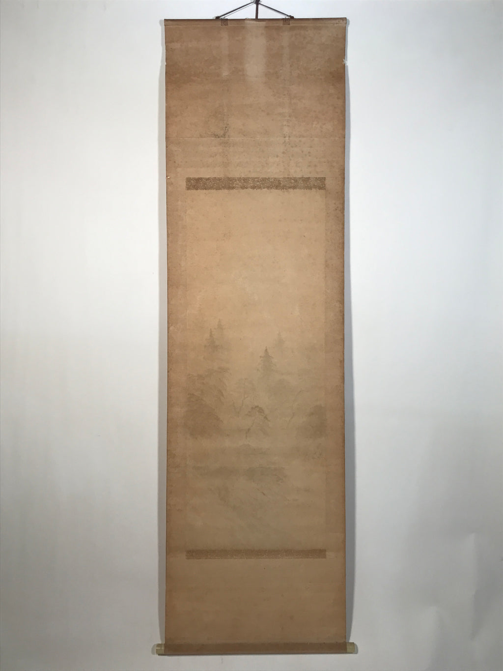 Japanese Hanging Scroll Kakejiku Vtg Sansui Landscape Trees Mountain River KJ231-AD - Scroll-chidorivintage.com