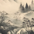 Japanese Hanging Scroll Kakejiku Vtg River Mountain Landscape Trees Sansui KJ232-AD - Scroll-chidorivintage.com
