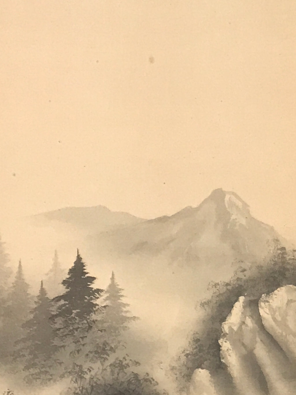 Japanese Hanging Scroll Kakejiku Vtg River Mountain Landscape Trees Sansui KJ233-AD - Scroll-chidorivintage.com