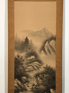 Japanese Hanging Scroll Kakejiku Vtg River Mountain Landscape Trees Sansui KJ233-AD - Scroll-chidorivintage.com