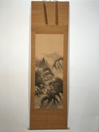 Japanese Hanging Scroll Kakejiku Vtg River Mountain Landscape Trees Sansui KJ233-AD - Scroll-chidorivintage.com