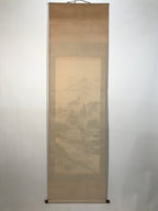 Japanese Hanging Scroll Kakejiku Vtg Mountain Trees House Landscape Sansui KJ239-AD - Scroll-chidorivintage.com