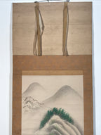 Japanese Hanging Scroll Kakejiku Vtg Mountain River Landscape Sansui Color KJ240-AD - Scroll-chidorivintage.com