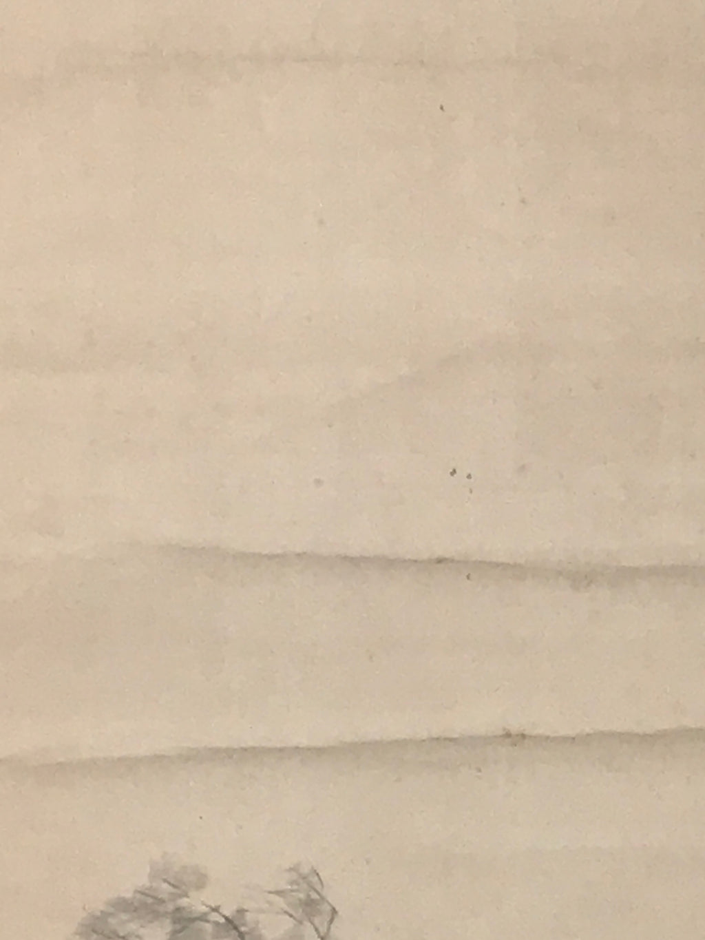 Japanese Hanging Scroll Kakejiku Vtg Man Walking Storm Landscape Black Ink KJ242-AD - Scroll-chidorivintage.com