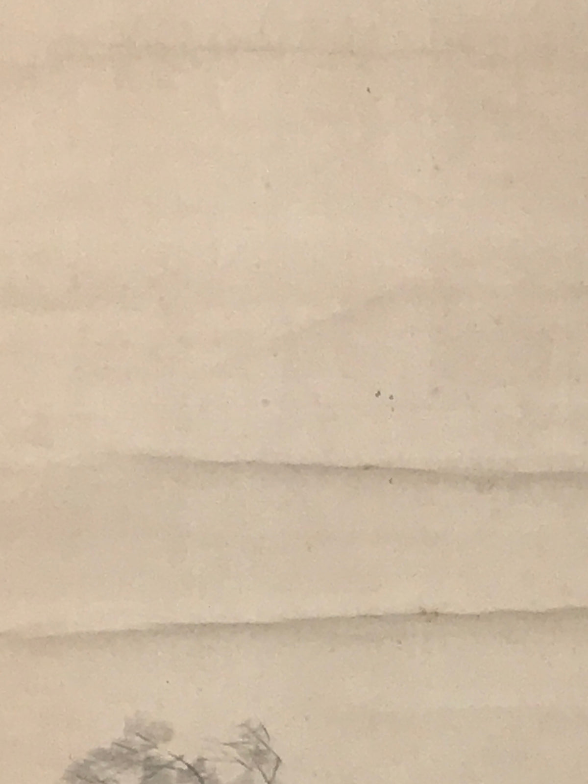 Japanese Hanging Scroll Kakejiku Vtg Man Walking Storm Landscape Black Ink KJ242-AD - Scroll-chidorivintage.com