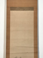 Japanese Hanging Scroll Kakejiku Vtg Man Walking Storm Landscape Black Ink KJ242-AD - Scroll-chidorivintage.com