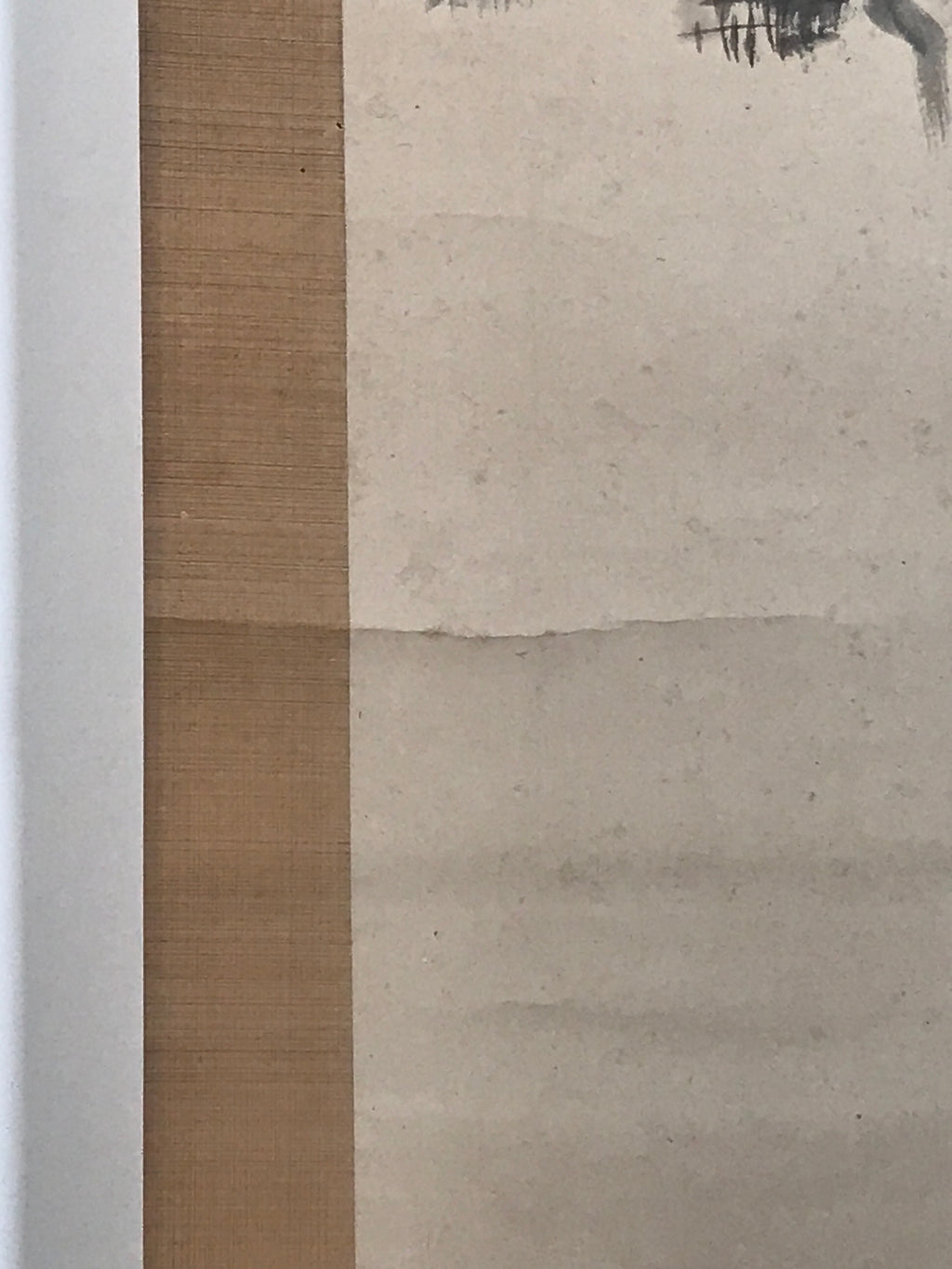 Japanese Hanging Scroll Kakejiku Vtg Man Walking Storm Landscape Black Ink KJ242-AD - Scroll-chidorivintage.com