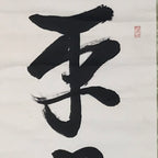 Japanese Hanging Scroll Vtg Kakejiku Zen Words Idiom Calligraphy Black Ink KJ243-AD - Scroll-chidorivintage.com