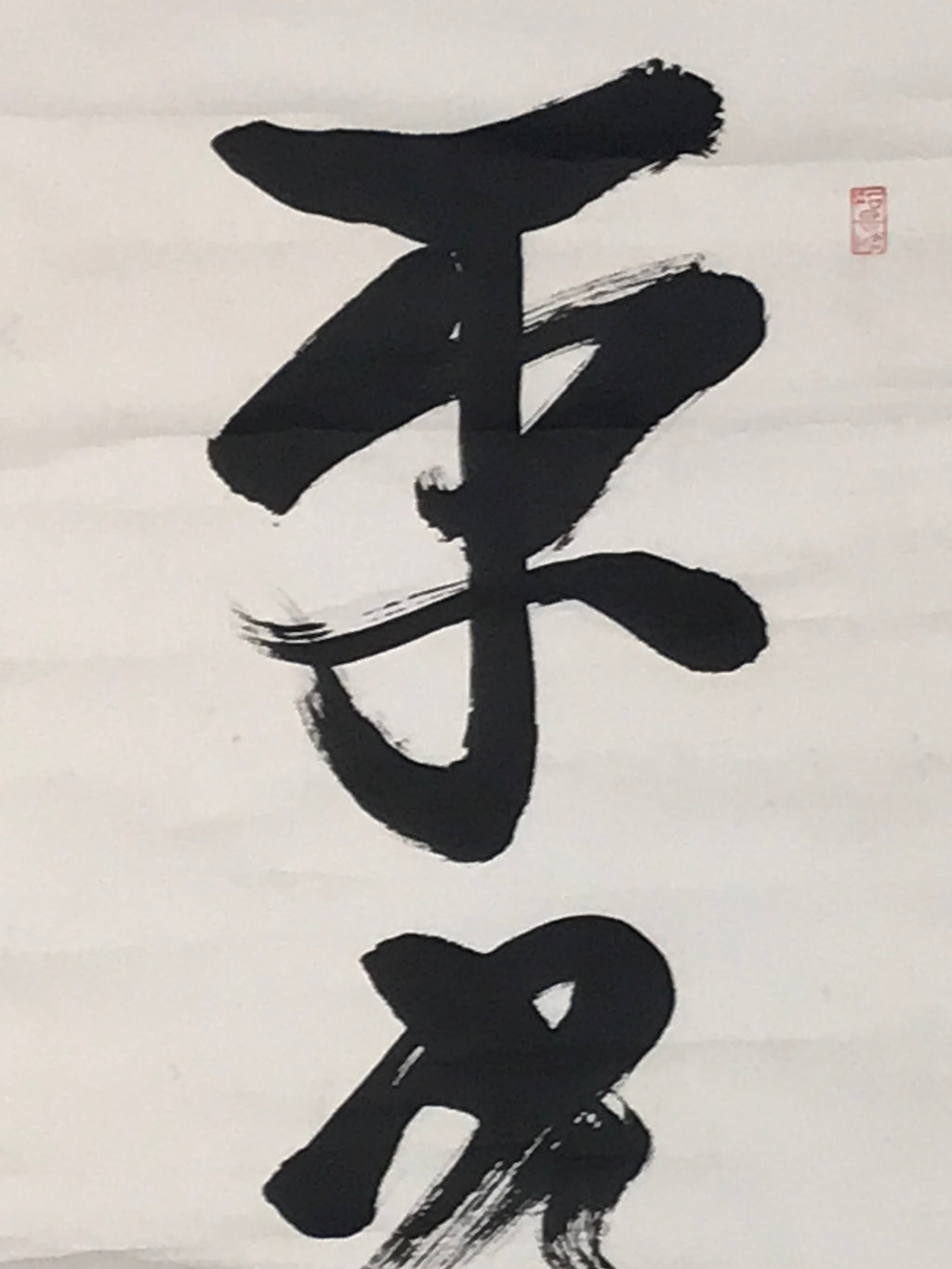 Japanese Hanging Scroll Vtg Kakejiku Zen Words Idiom Calligraphy Black Ink KJ243-AD - Scroll-chidorivintage.com