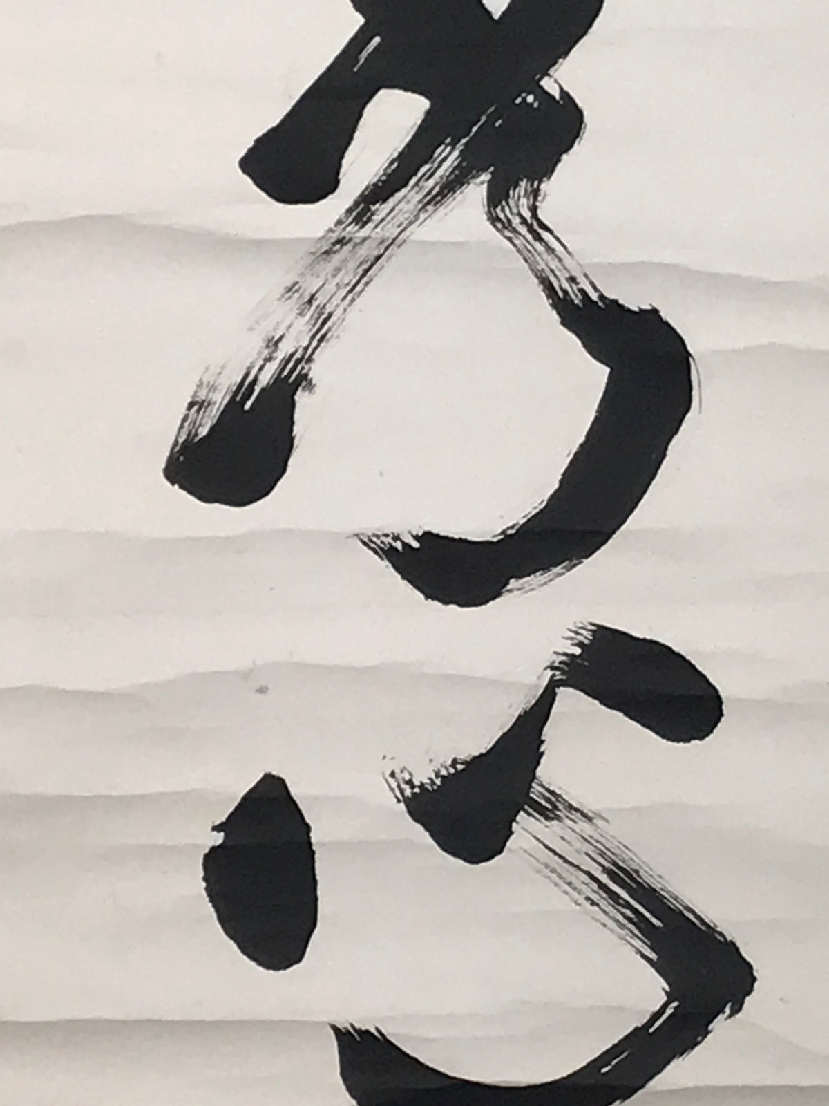 Japanese Hanging Scroll Vtg Kakejiku Zen Words Idiom Calligraphy Black Ink KJ243-AD - Scroll-chidorivintage.com