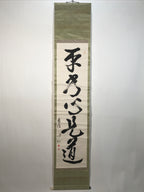Japanese Hanging Scroll Vtg Kakejiku Zen Words Idiom Calligraphy Black Ink KJ243-AD - Scroll-chidorivintage.com