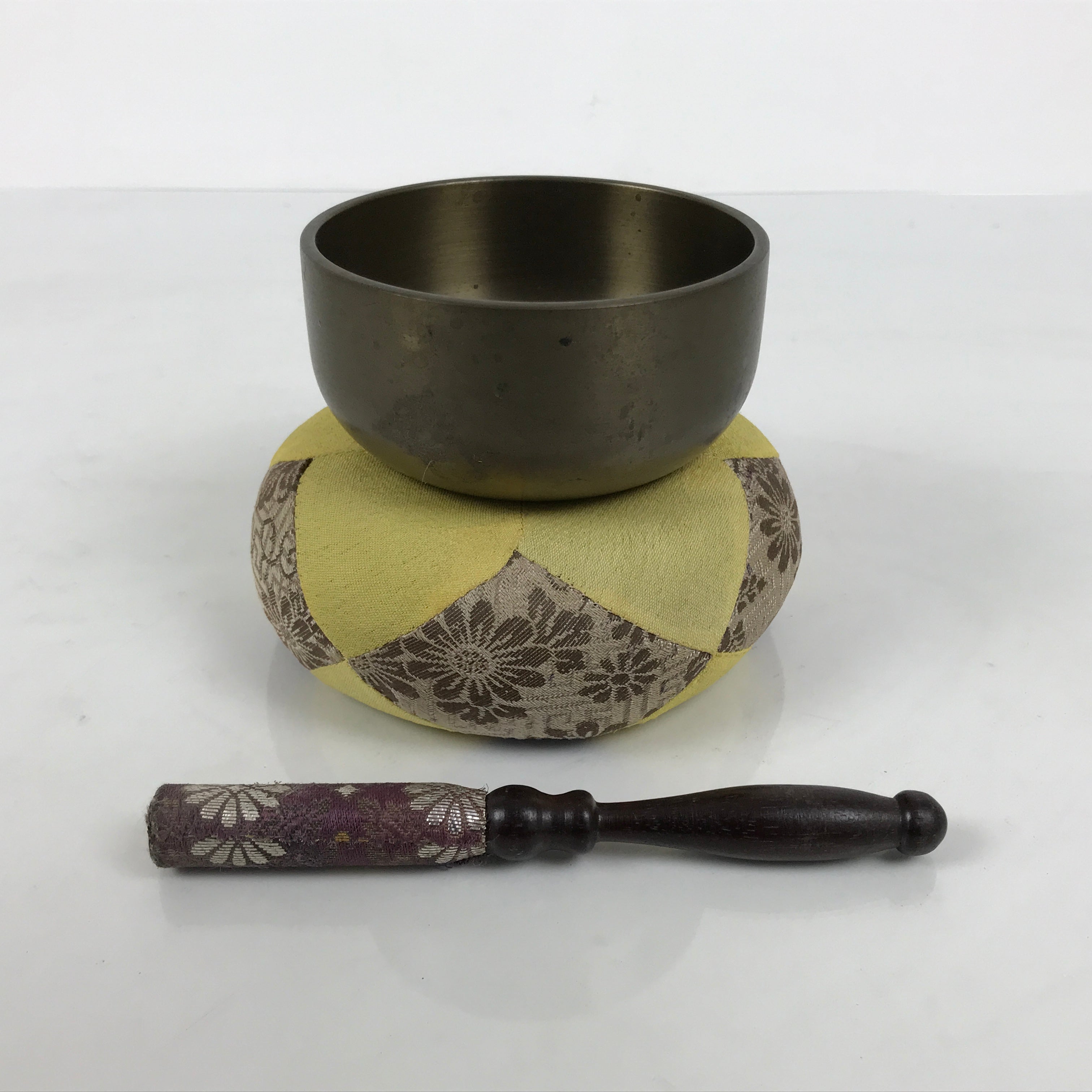 Japanese Buddhist Altar Fitting Bronze Orin Bell Vtg Singing Bowl Pillow BA982-OT - Buddhist-chidorivintage.com
