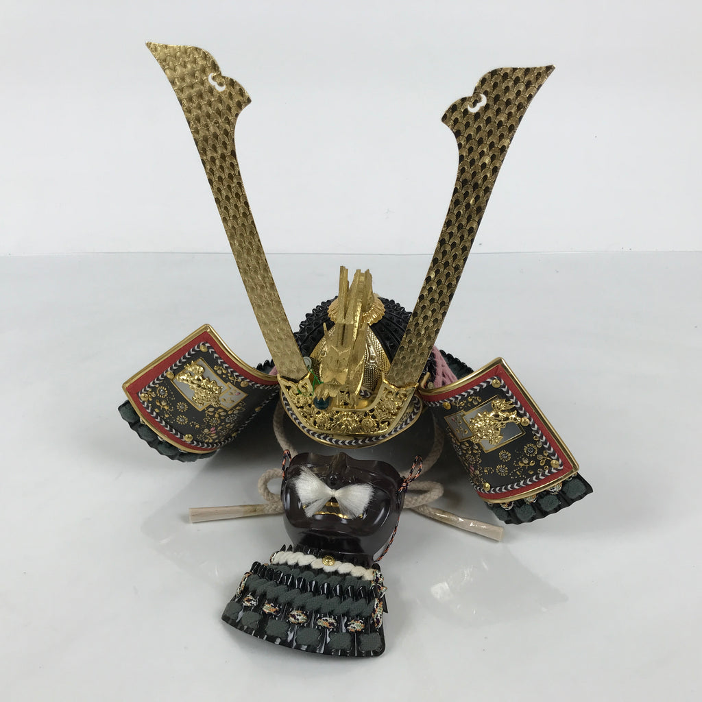 Japanese Samurai Helmet Kabuto Vtg Boys' Festival Armor Decor Gold Green ID696-AD - Doll-chidorivintage.com