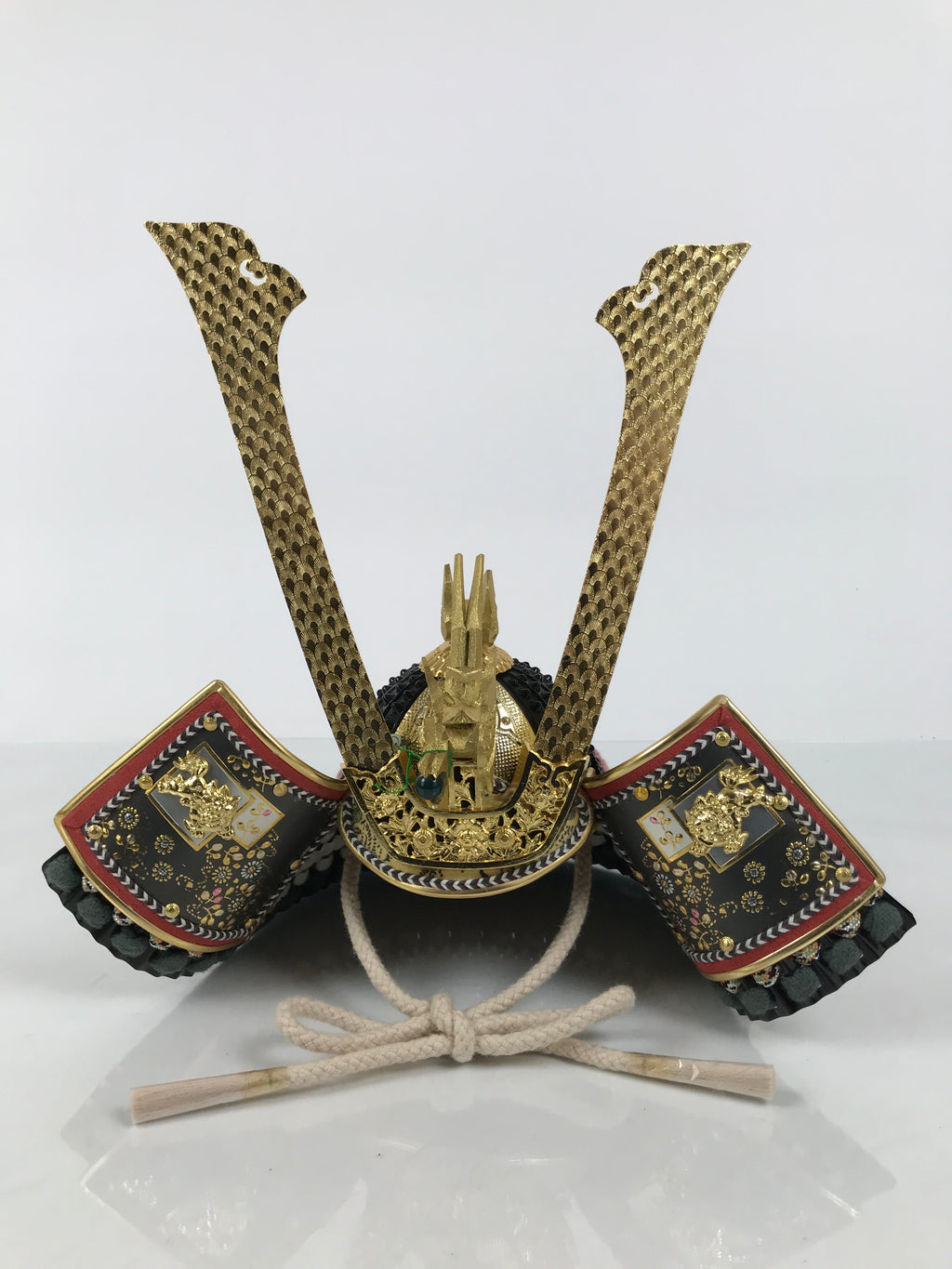 Japanese Samurai Helmet Kabuto Vtg Boys' Festival Armor Decor Gold Green ID696-AD - Doll-chidorivintage.com