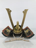 Japanese Samurai Helmet Kabuto Vtg Boys' Festival Armor Decor Gold Green ID696-AD - Doll-chidorivintage.com