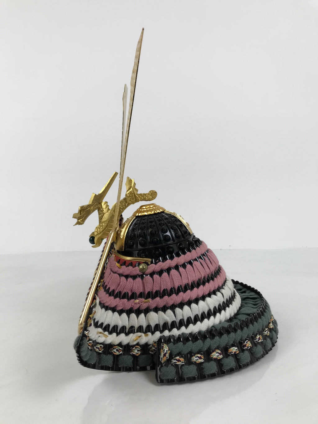 Japanese Samurai Helmet Kabuto Vtg Boys' Festival Armor Decor Gold Green ID696-AD - Doll-chidorivintage.com