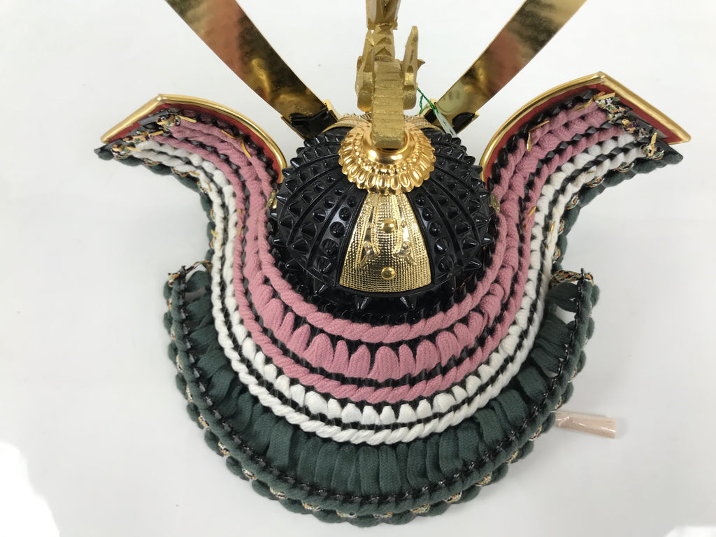 Japanese Samurai Helmet Kabuto Vtg Boys' Festival Armor Decor Gold Green ID696-AD - Doll-chidorivintage.com