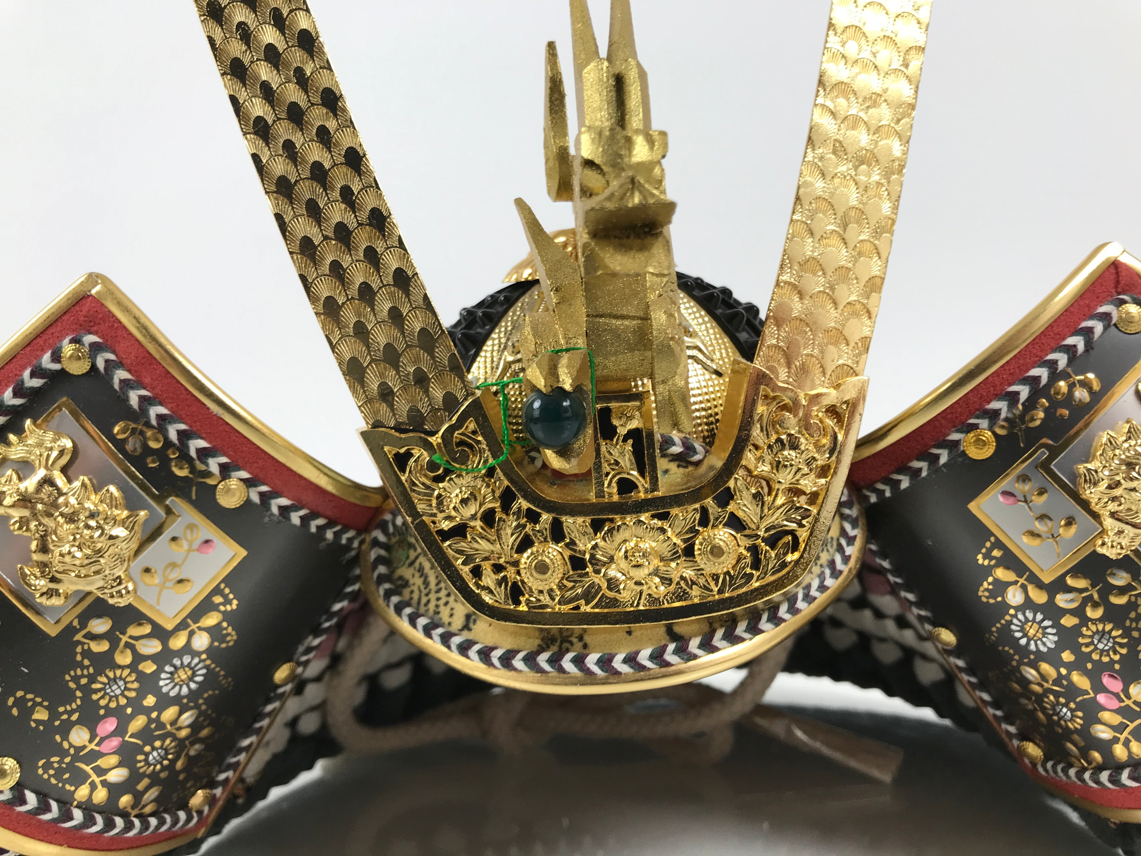 Japanese Samurai Helmet Kabuto Vtg Boys' Festival Armor Decor Gold Green ID696-AD - Doll-chidorivintage.com
