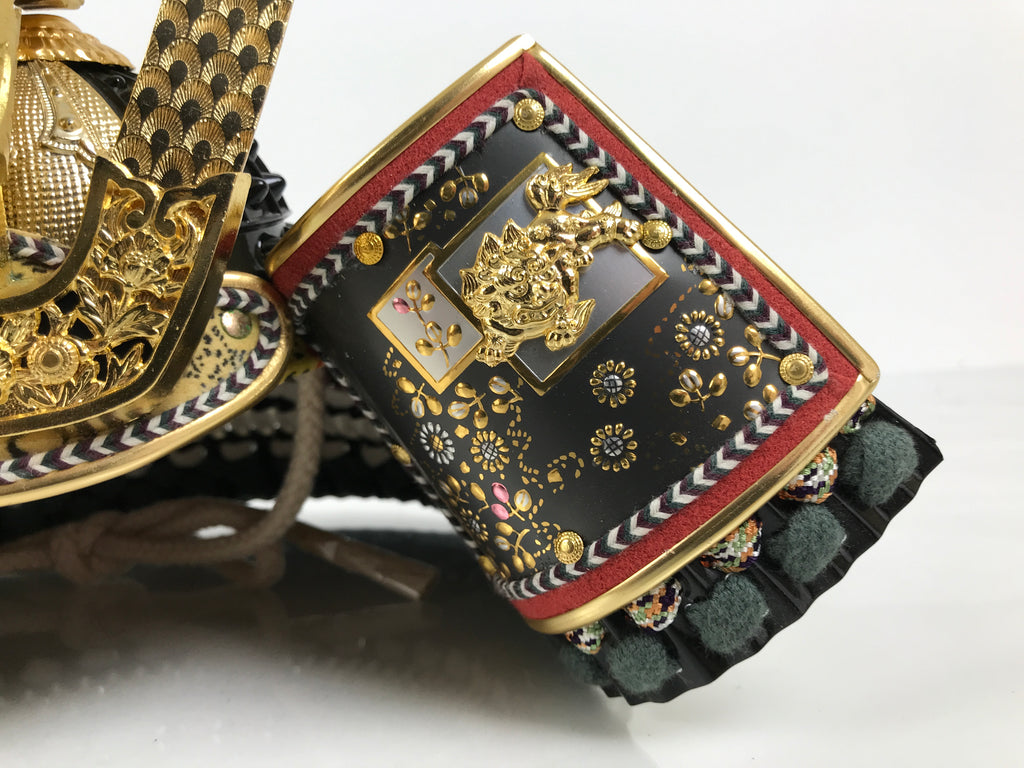 Japanese Samurai Helmet Kabuto Vtg Boys' Festival Armor Decor Gold Green ID696-AD - Doll-chidorivintage.com