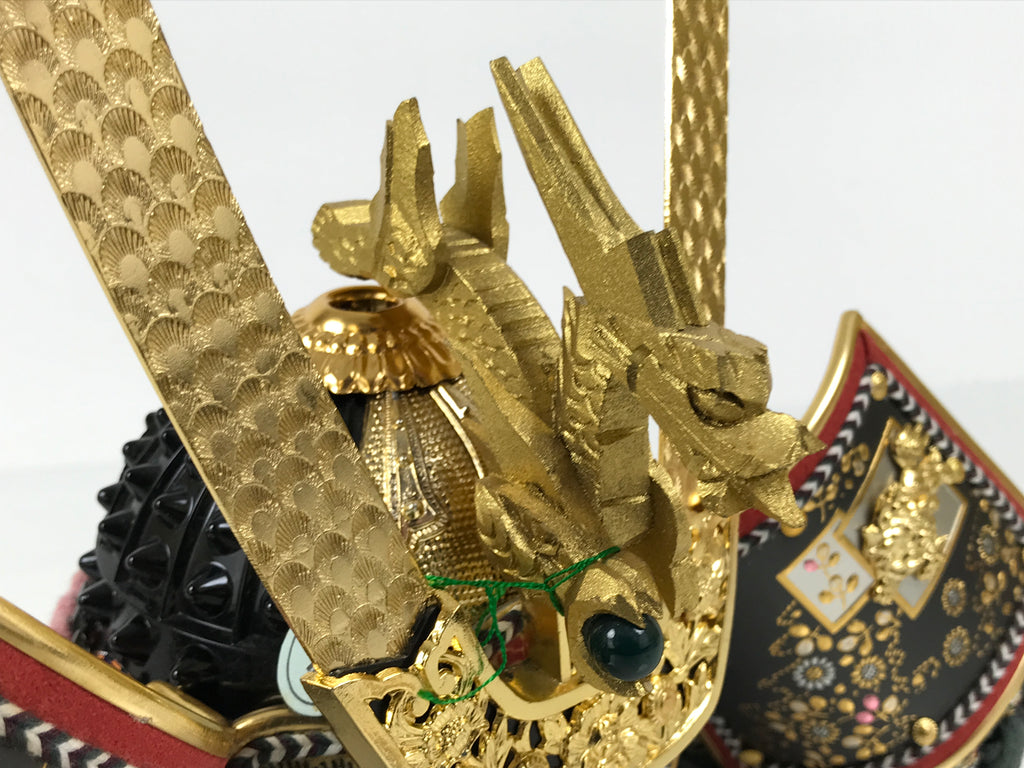Japanese Samurai Helmet Kabuto Vtg Boys' Festival Armor Decor Gold Green ID696-AD - Doll-chidorivintage.com