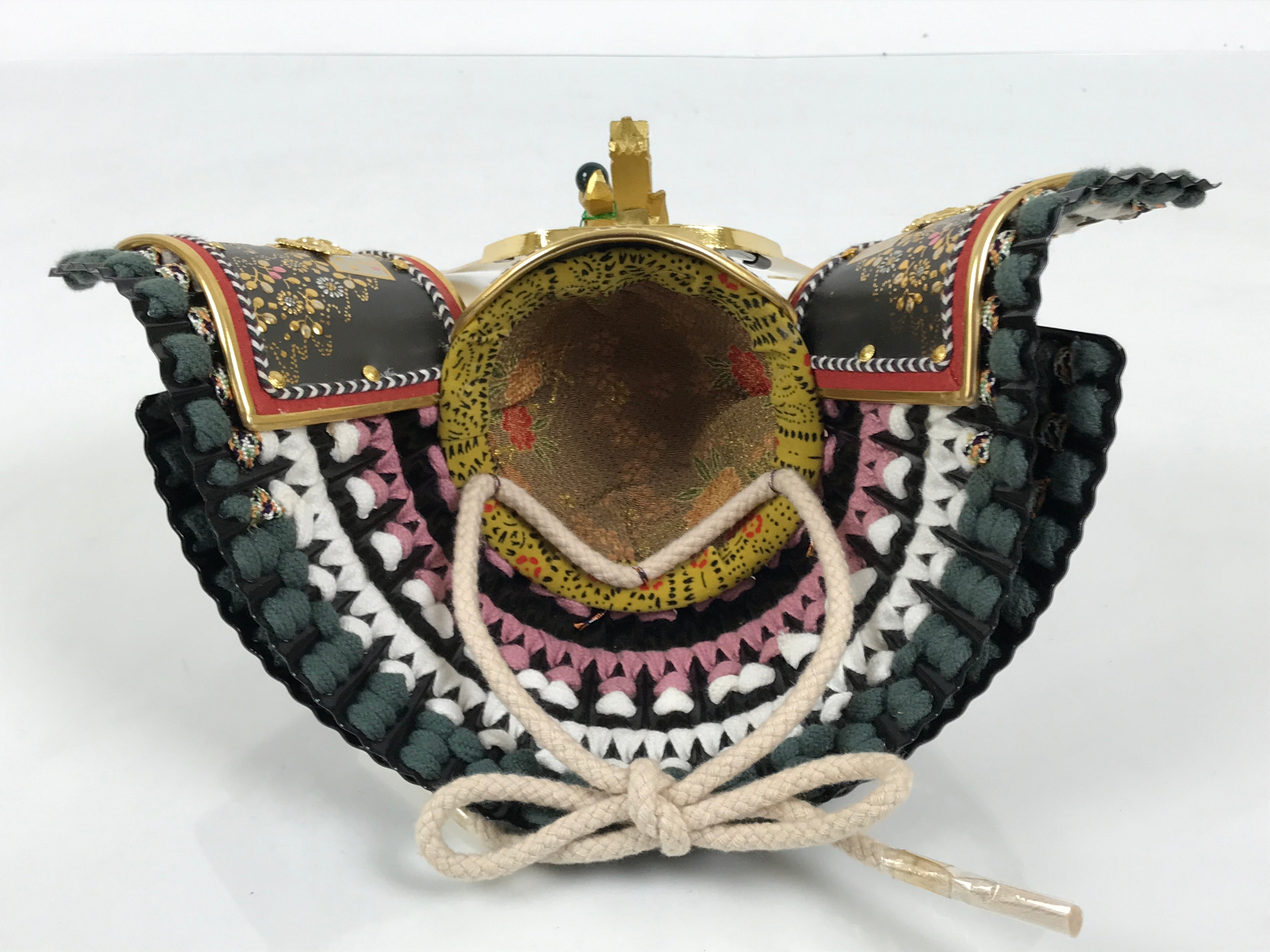 Japanese Samurai Helmet Kabuto Vtg Boys' Festival Armor Decor Gold Green ID696-AD - Doll-chidorivintage.com