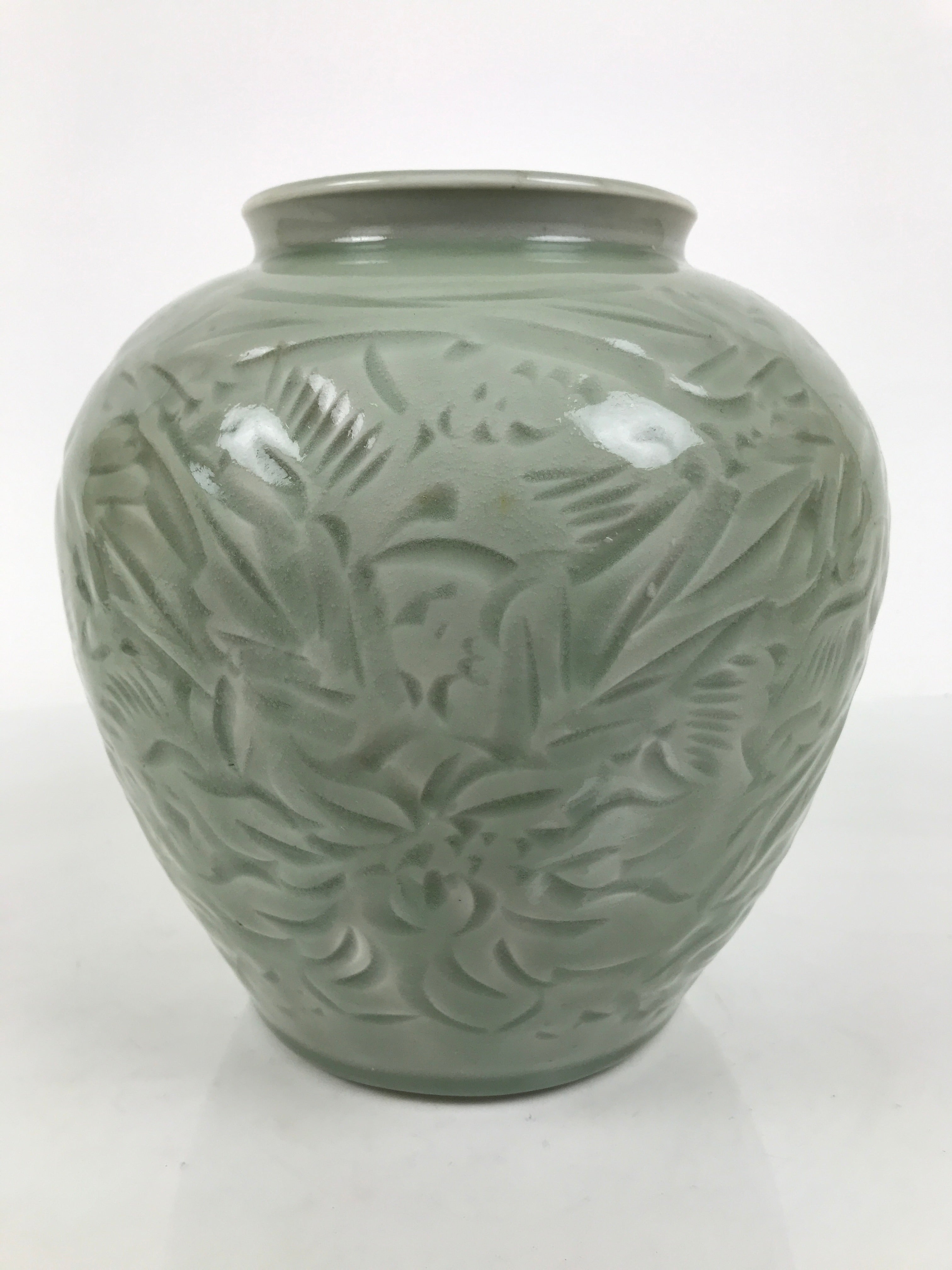 Japanese Porcelain Flower Vase Vtg Ikebana Kabin Celadon Green Floral FK249-KT - Vase-chidorivintage.com