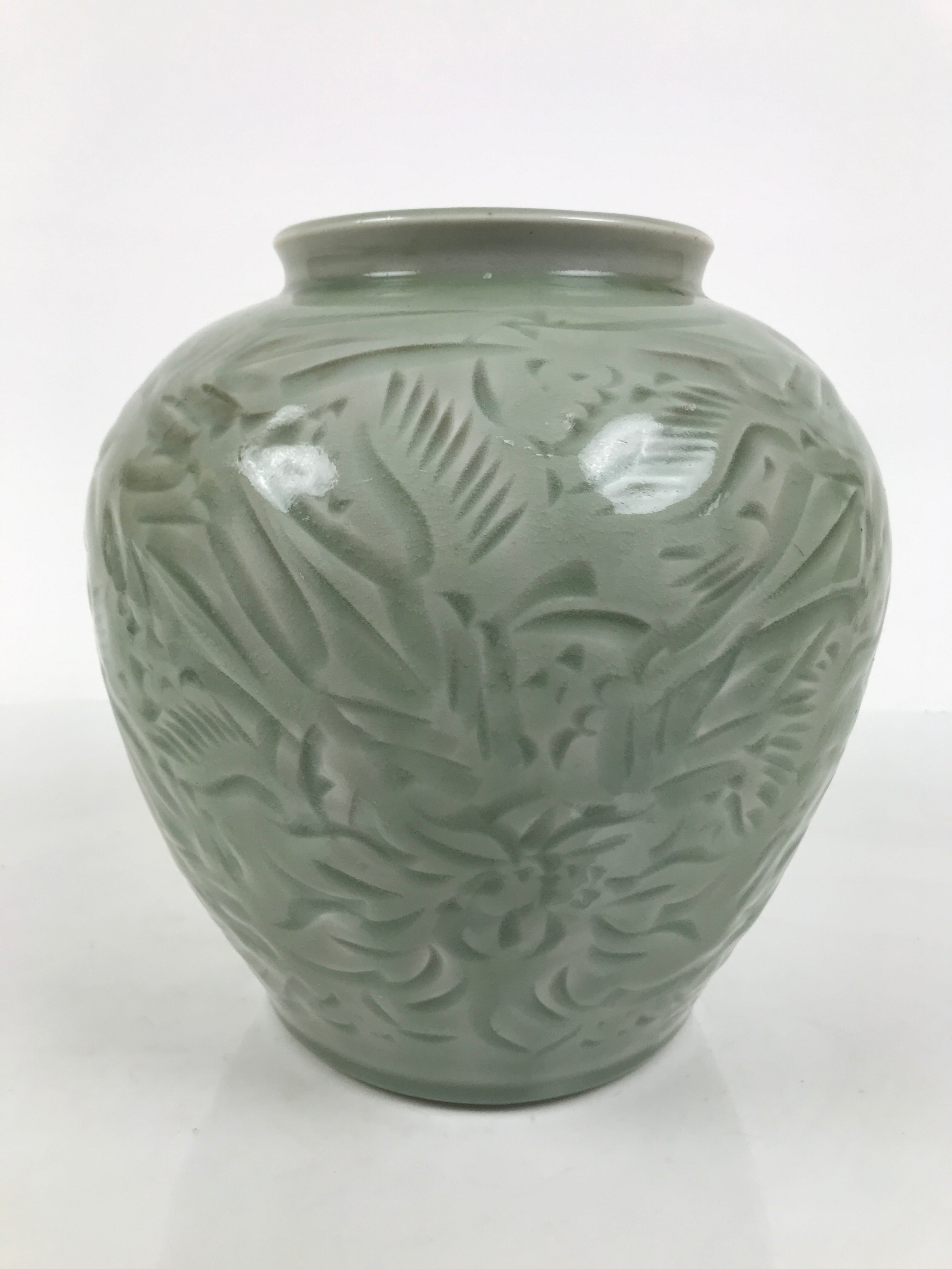 Japanese Porcelain Flower Vase Vtg Ikebana Kabin Celadon Green Floral FK249-KT - Vase-chidorivintage.com
