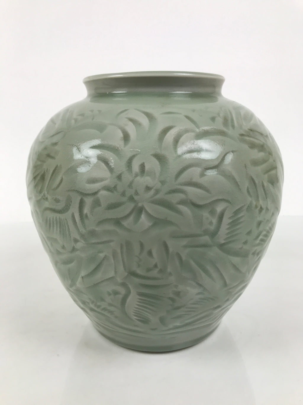 Japanese Porcelain Flower Vase Vtg Ikebana Kabin Celadon Green Floral FK249-KT - Vase-chidorivintage.com