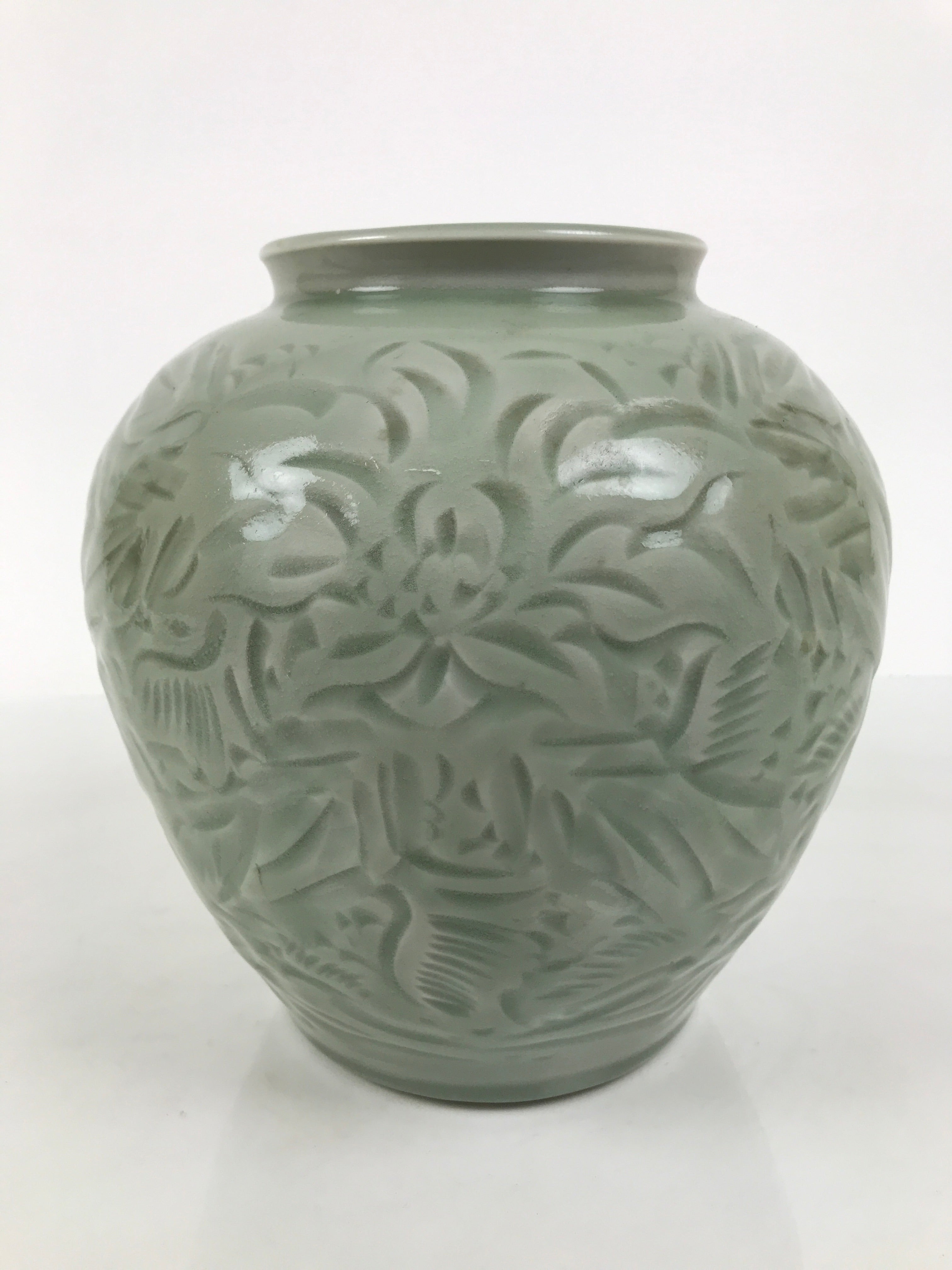 Japanese Porcelain Flower Vase Vtg Ikebana Kabin Celadon Green Floral FK249-KT - Vase-chidorivintage.com
