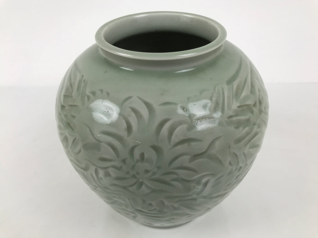 Japanese Porcelain Flower Vase Vtg Ikebana Kabin Celadon Green Floral FK249-KT - Vase-chidorivintage.com