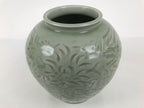 Japanese Porcelain Flower Vase Vtg Ikebana Kabin Celadon Green Floral FK249-KT - Vase-chidorivintage.com