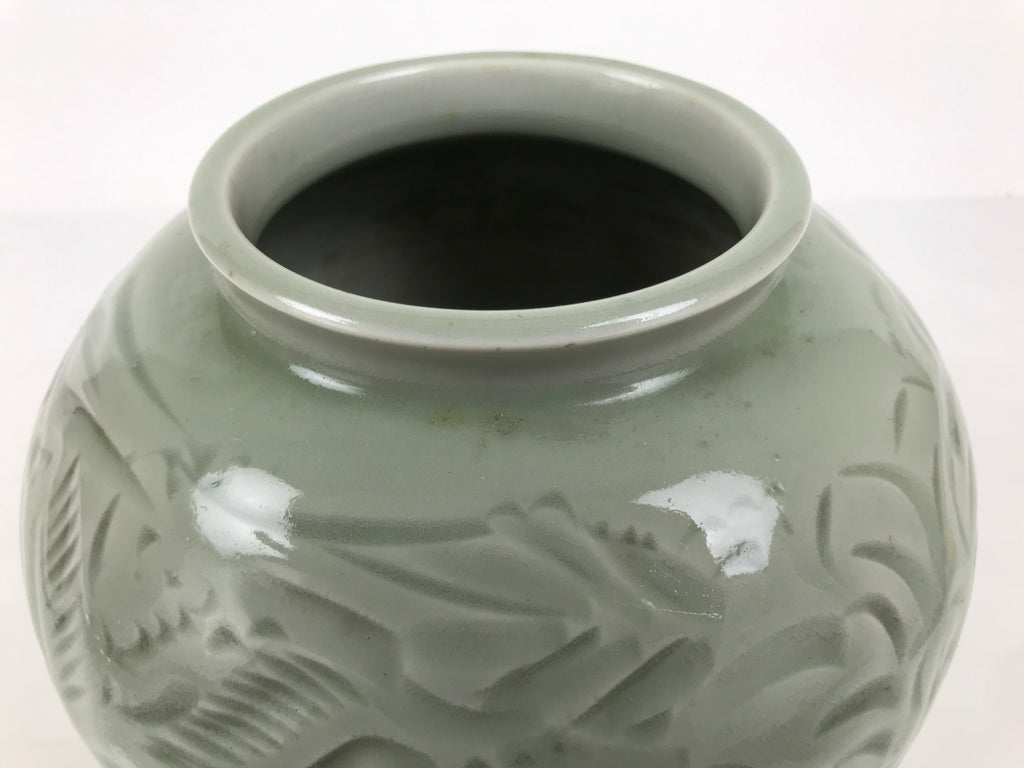 Japanese Porcelain Flower Vase Vtg Ikebana Kabin Celadon Green Floral FK249-KT - Vase-chidorivintage.com