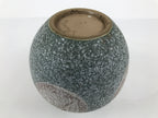 Japanese Ceramic Flower Vase Vtg Ikebana Kabin Round Green Brown White FK251-KT - Vase-chidorivintage.com