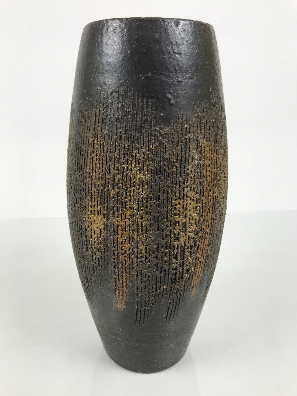 Japanese Ceramic Flower Vase Vtg Ikebana Kabin Tall Kushime Brown FK252-KT - Vase-chidorivintage.com