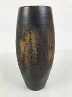 Japanese Ceramic Flower Vase Vtg Ikebana Kabin Tall Kushime Brown FK252-KT - Vase-chidorivintage.com