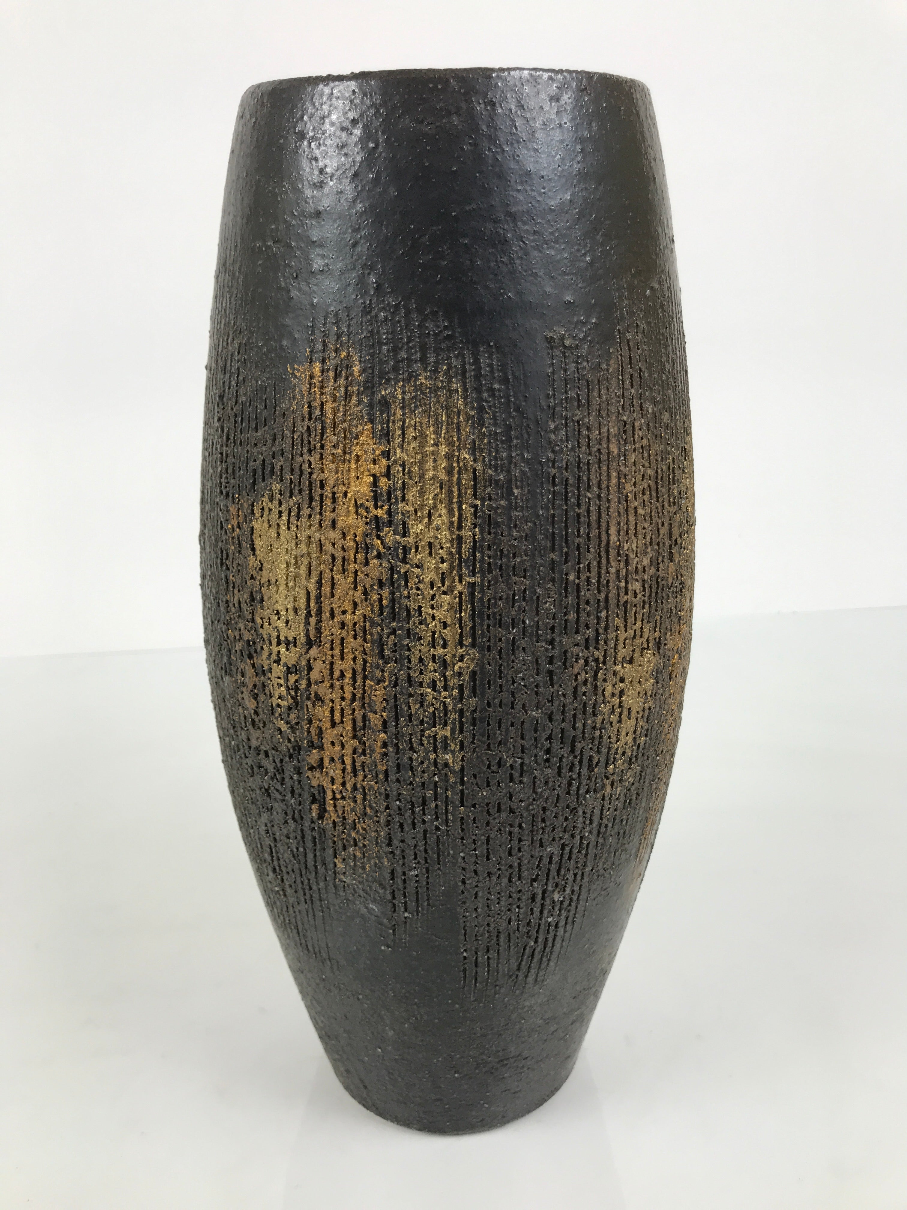 Japanese Ceramic Flower Vase Vtg Ikebana Kabin Tall Kushime Brown FK252-KT - Vase-chidorivintage.com