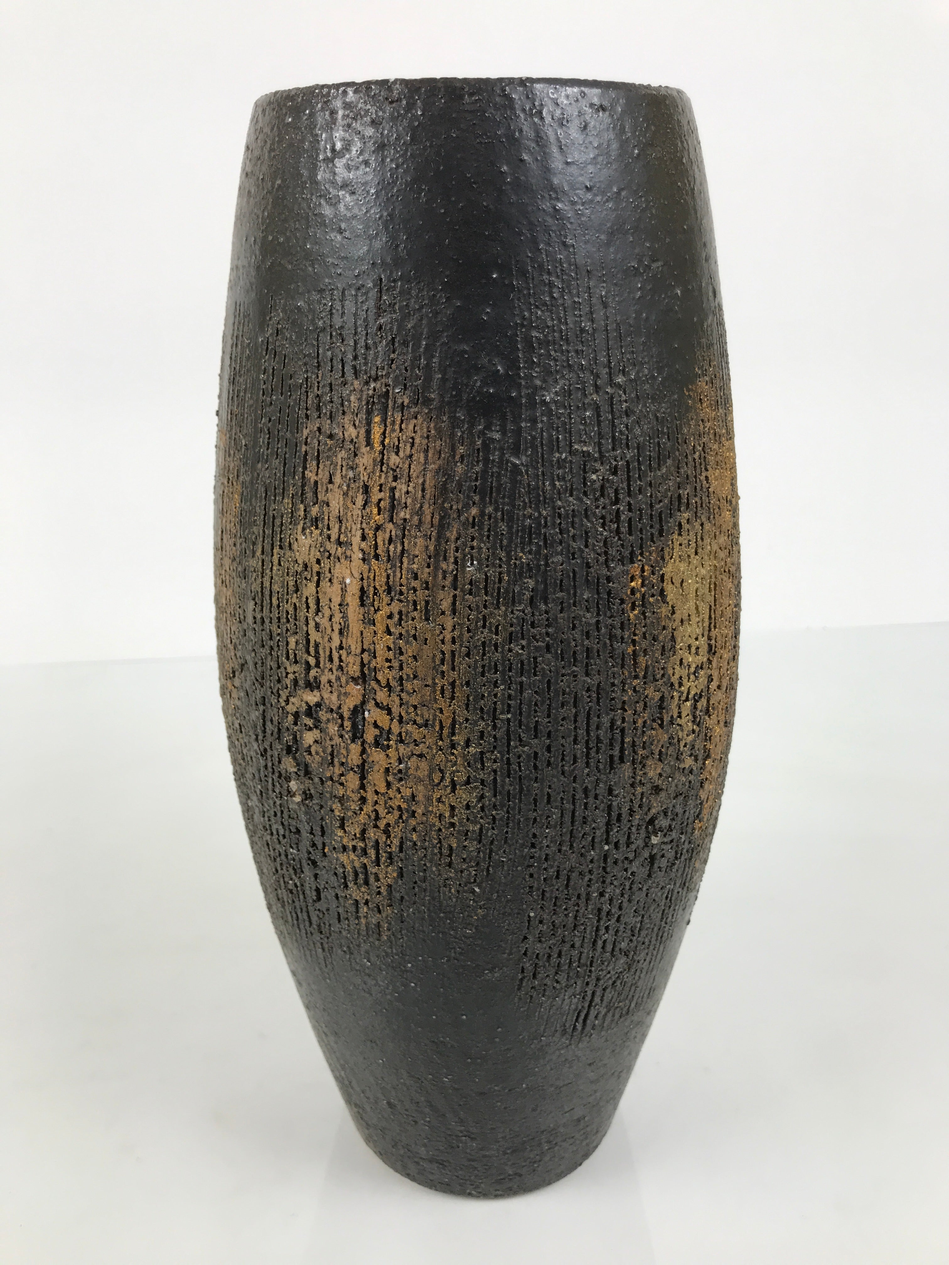 Japanese Ceramic Flower Vase Vtg Ikebana Kabin Tall Kushime Brown FK252-KT - Vase-chidorivintage.com