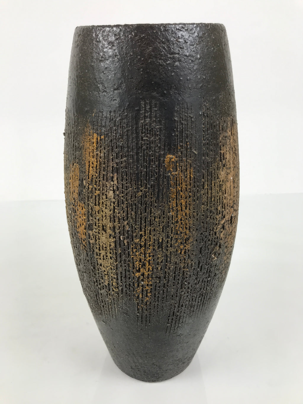 Japanese Ceramic Flower Vase Vtg Ikebana Kabin Tall Kushime Brown FK252-KT - Vase-chidorivintage.com