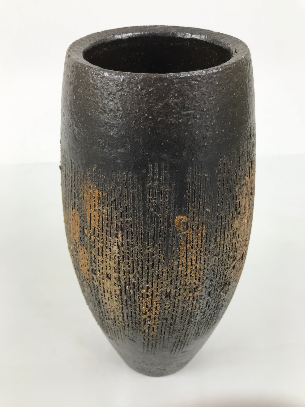 Japanese Ceramic Flower Vase Vtg Ikebana Kabin Tall Kushime Brown FK252-KT - Vase-chidorivintage.com