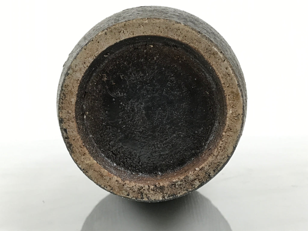 Japanese Ceramic Flower Vase Vtg Ikebana Kabin Tall Kushime Brown FK252-KT - Vase-chidorivintage.com