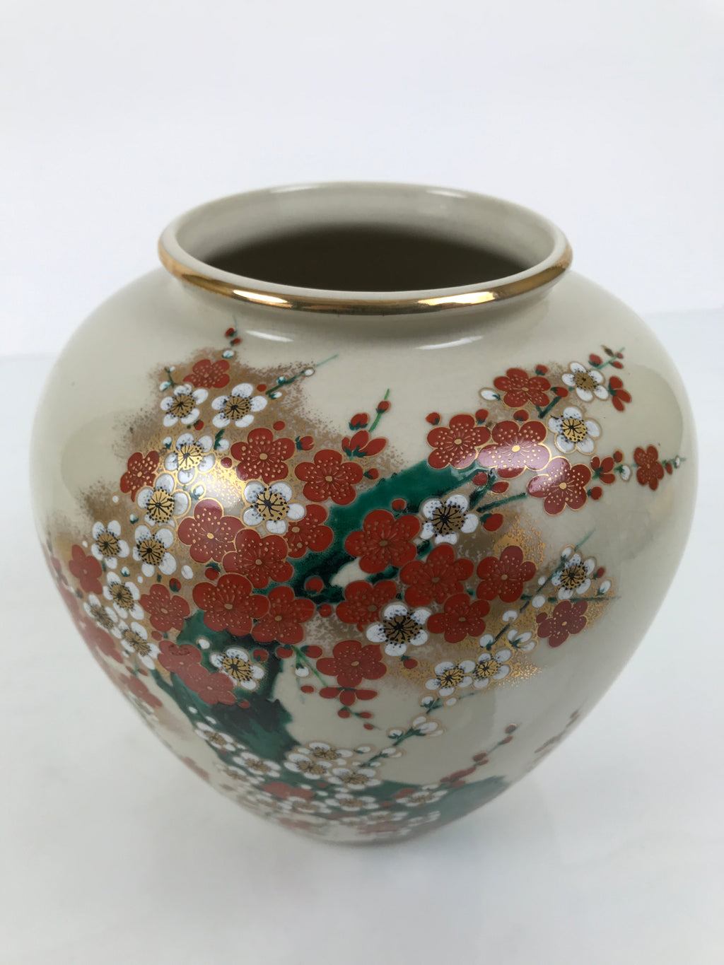Japanese Kutani Ware Porcelain Flower Vase Ikebana Kabin Plum Blossom Gold FK254-KT - Vase-chidorivintage.com