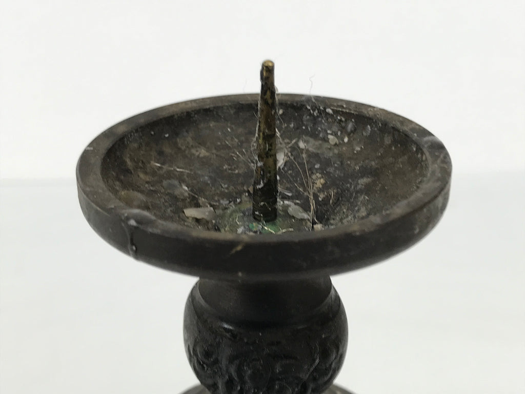 Japanese Buddhist Altar Fitting Bronze Metal Candle Stand Shokudai Brown BA989-OT - Buddhist-chidorivintage.com