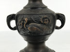 Japanese Buddhist Altar Fitting Bronze Metal Candle Stand Shokudai Brown BA989-OT - Buddhist-chidorivintage.com