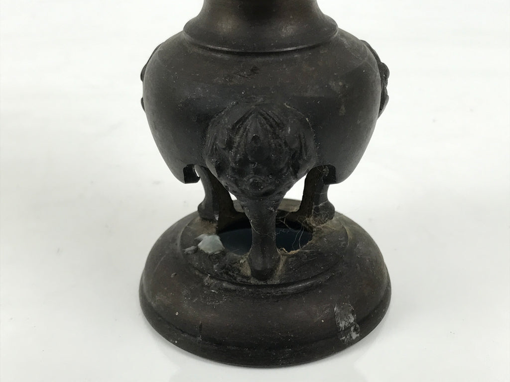 Japanese Buddhist Altar Fitting Bronze Metal Candle Stand Shokudai Brown BA989-OT - Buddhist-chidorivintage.com