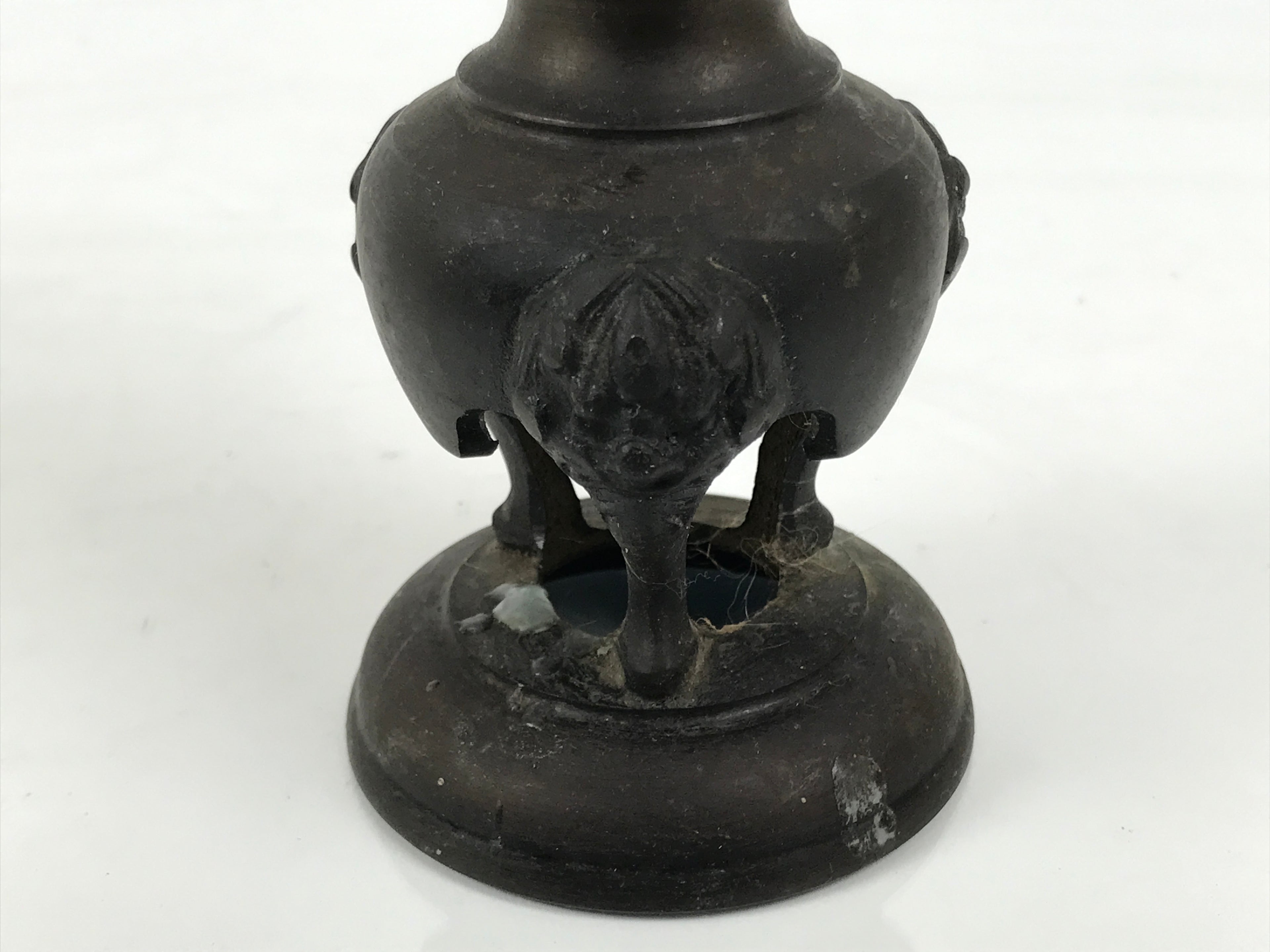 Japanese Buddhist Altar Fitting Bronze Metal Candle Stand Shokudai Brown BA989-OT - Buddhist-chidorivintage.com
