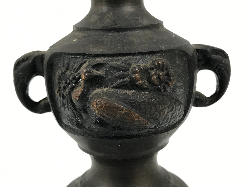 Japanese Buddhist Altar Fitting Bronze Metal Candle Stand Shokudai Brown BA989-OT - Buddhist-chidorivintage.com