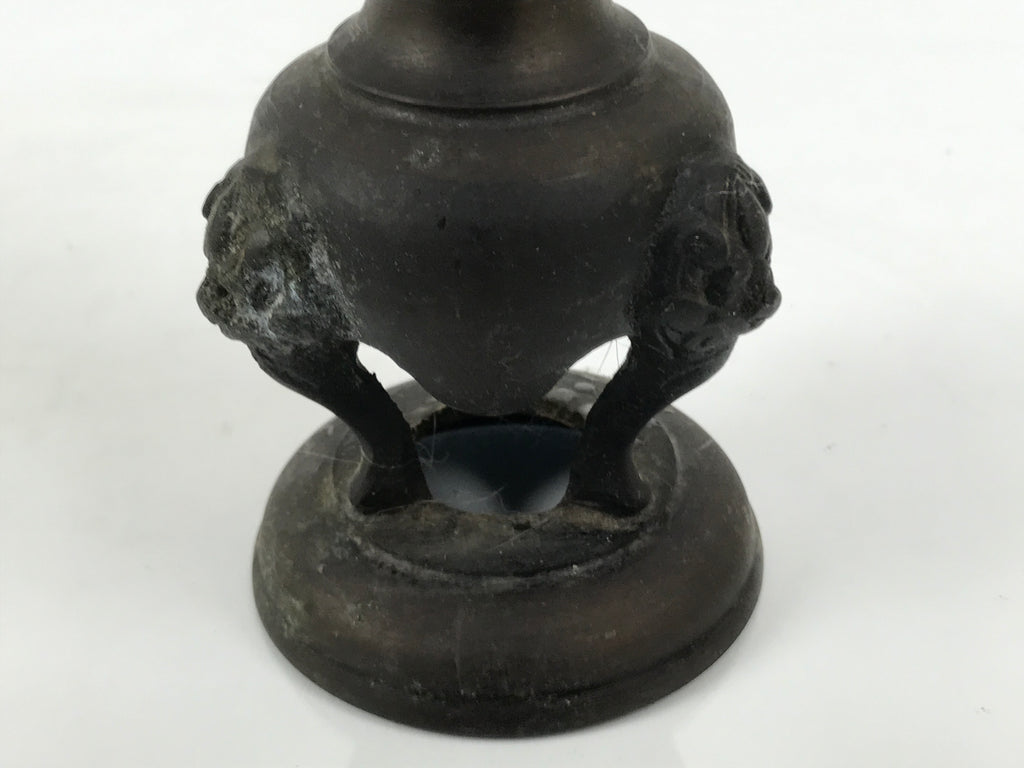 Japanese Buddhist Altar Fitting Bronze Metal Candle Stand Shokudai Brown BA989-OT - Buddhist-chidorivintage.com