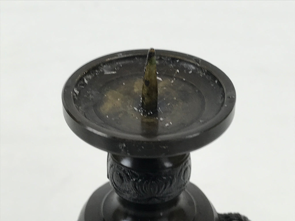 Japanese Buddhist Altar Fitting Bronze Metal Candle Stand Shokudai Brown BA988-OT - Buddhist-chidorivintage.com
