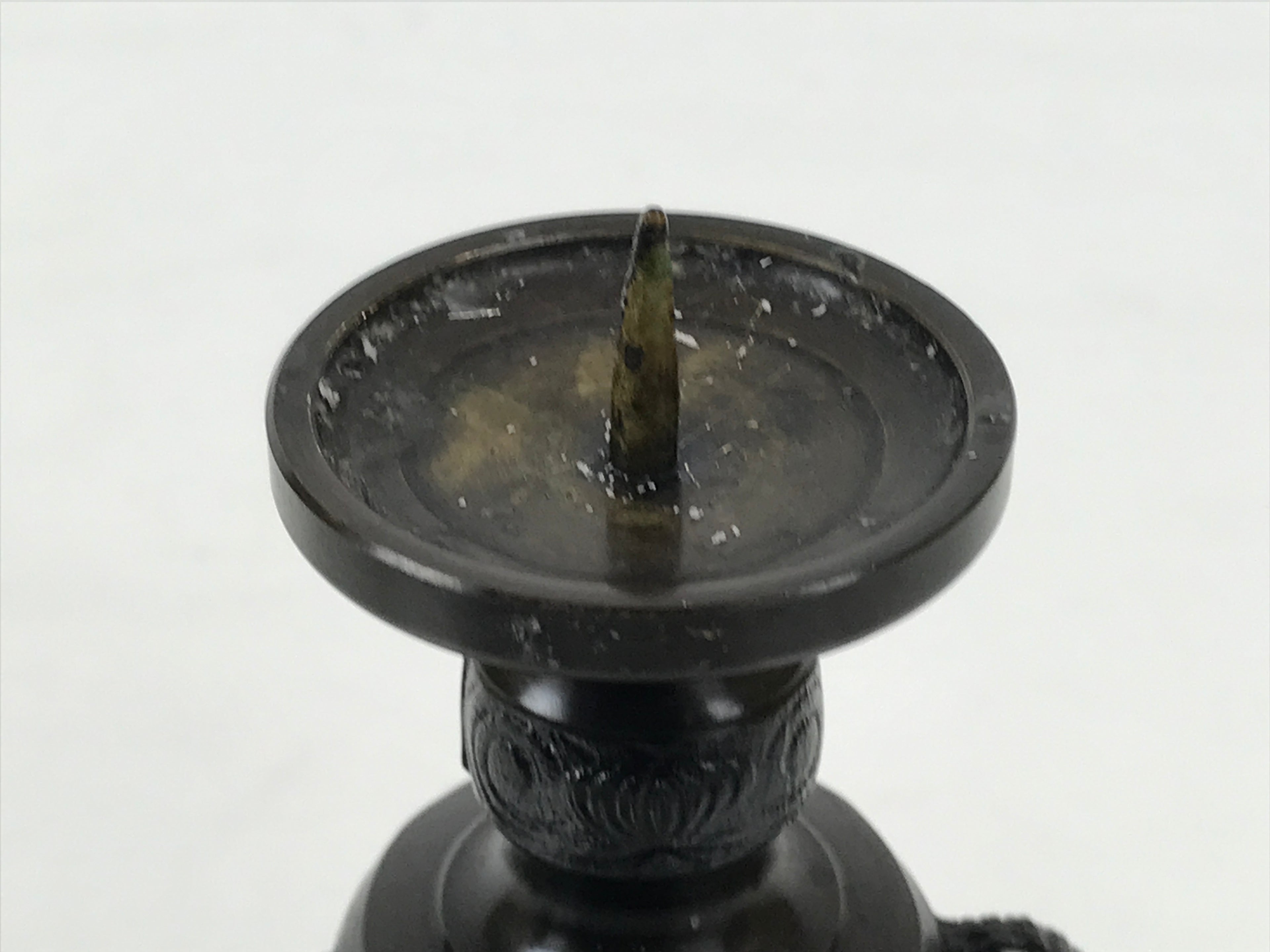 Japanese Buddhist Altar Fitting Bronze Metal Candle Stand Shokudai Brown BA988-OT - Buddhist-chidorivintage.com